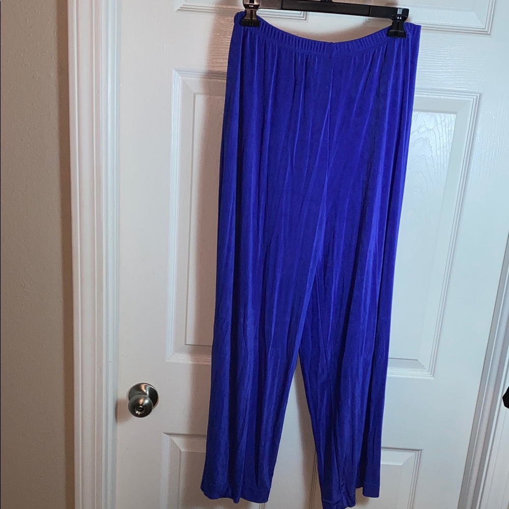 Citiknits Blue Travel Slinky Stretch Pull On Women's Pants Size Large